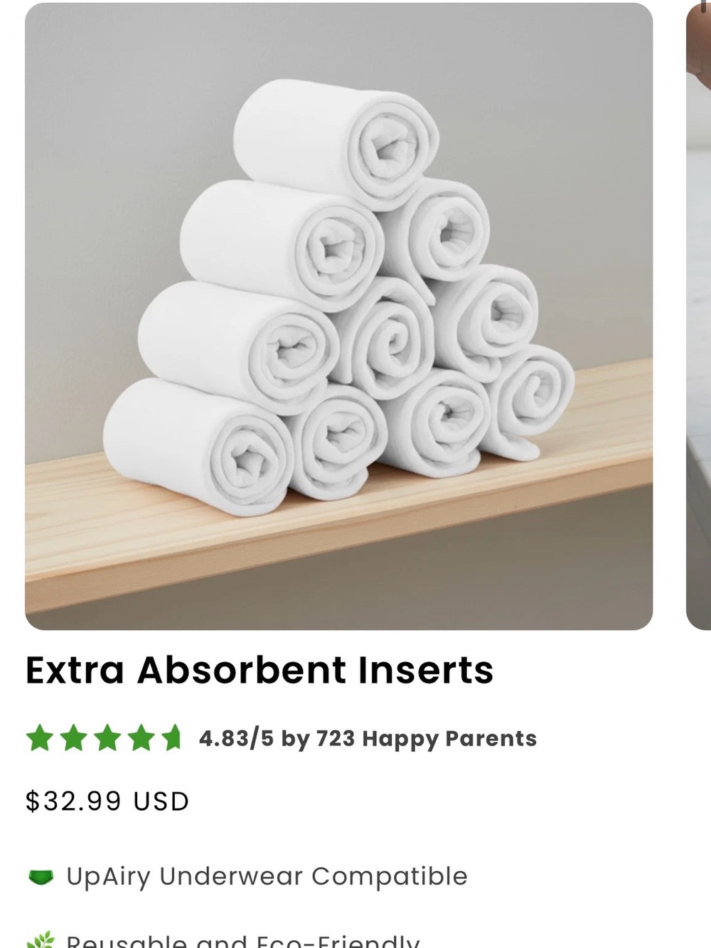 UpAiry Extra Absorbent Inserts - Pack of 5